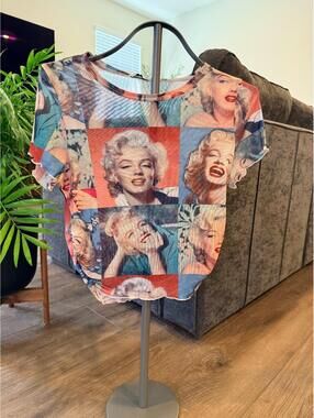 Love J Sheer Mesh Top - Marilyn Monroe Graphic, Size Medium  RARE
